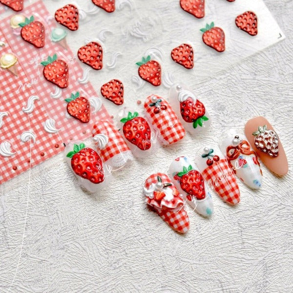 Strawberry Nail Stickers Nail Decal Art Strawberry Nail Decals