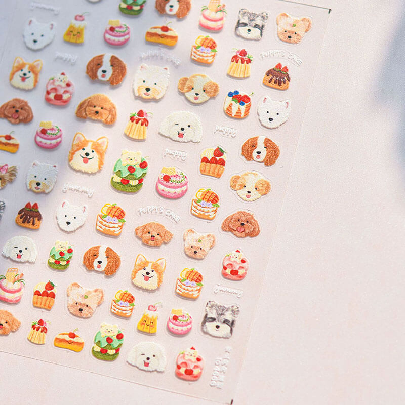 Cute Dog Nail Stickers, Cute Nail Art Stickers, Dog Nail Decals, Animal Stickers, Cute Nail Design, Nail Art, DIY Nails, 3D Nail Sticker