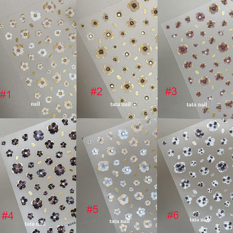 Gold Flower Nail Stickers, Flower Nail Decals, Small Flower Nail Art Stickers, Floral Nail Charms, Manicure Sticker,TA388