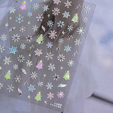 Christmas Tree And Snowflake Nail Stickers, Winter Nail Art Stickers, Winter Nail Decals, Christmas Manicure, DIY Nails, Snowflake Nails
