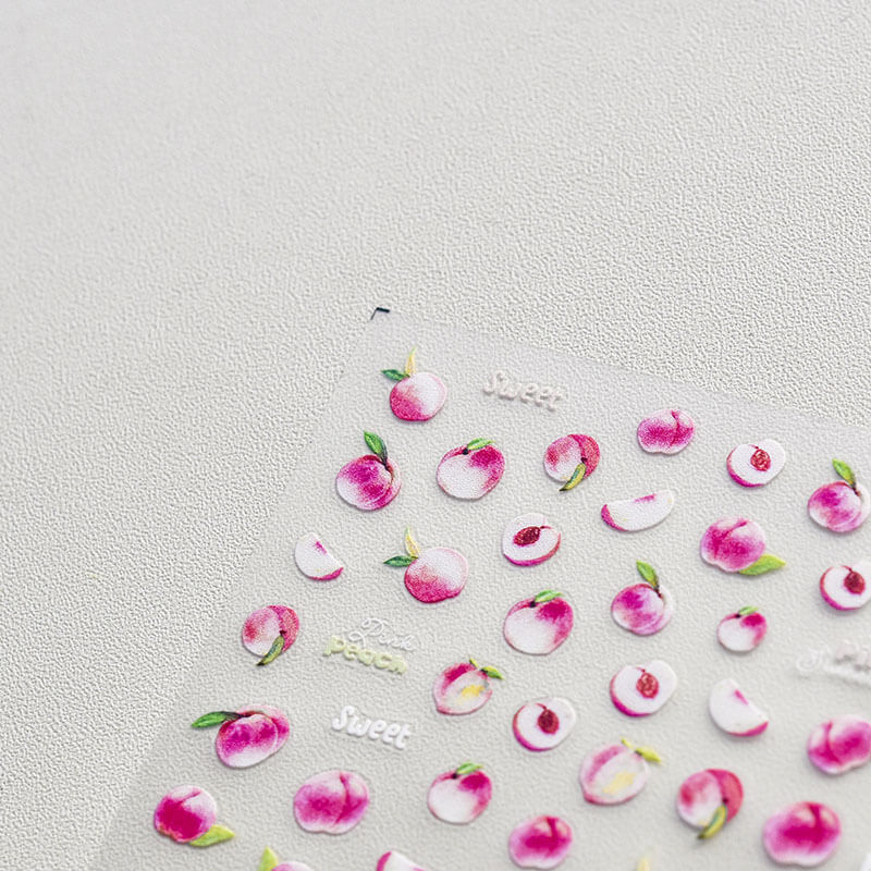3d peach nail stickers