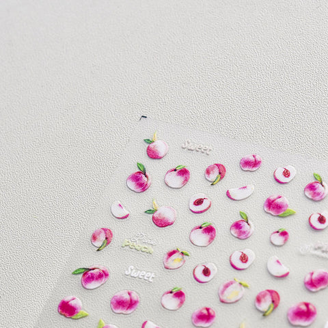 3d peach nail stickers