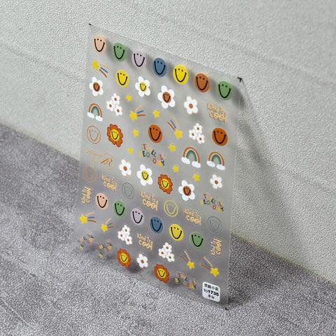3d cute smile face nail sticker