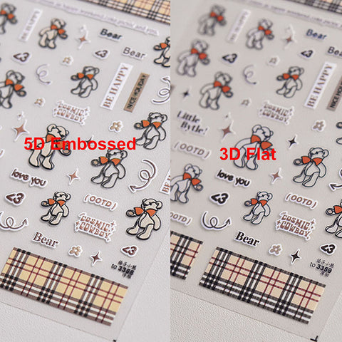 3d bear nail decal sticker, nail art sticker