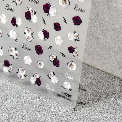 Rose Nail Stickers, Rose Nail Decals, Dark Nail Decals, Nail Designer Stickers, DIY Nails