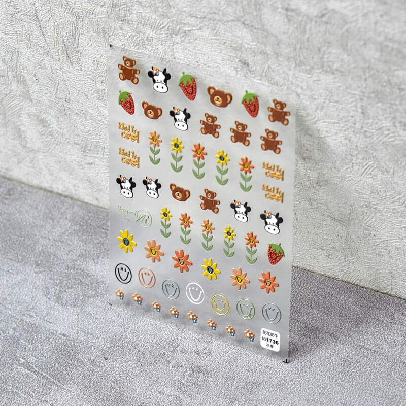 smile face and flower nail stickers