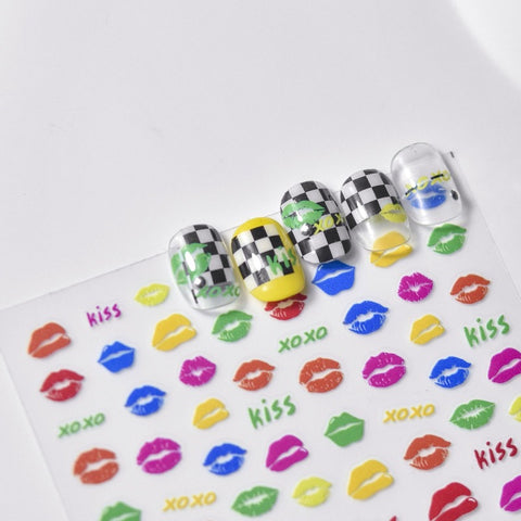 Lip Nail Stickers, Lip Nail Decals, 3D Nail Stickers, Nail Decal Art, Cute Nail Stickers, DIY Nails - [Nail Stickers]