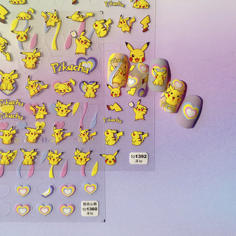 Pikachu Nail Stickers | Cute Pikachu Designs