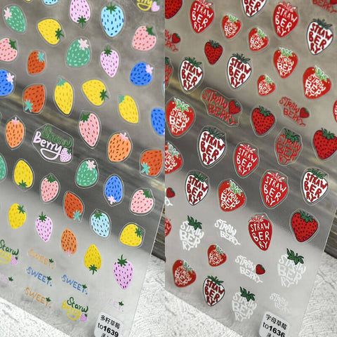3d strawberry nail art stickers