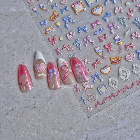 bowknot nail sticker, cute nail design