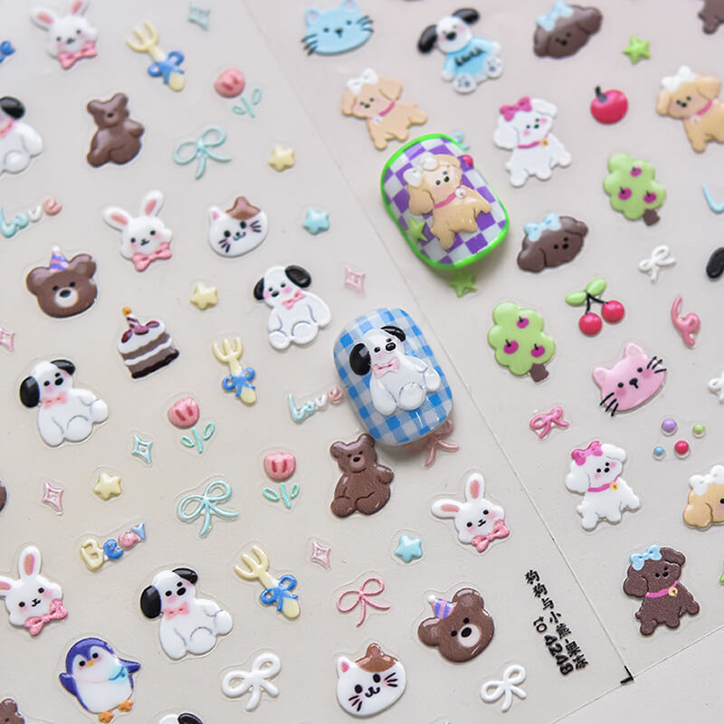 Cute Animals Nail Art Stickers