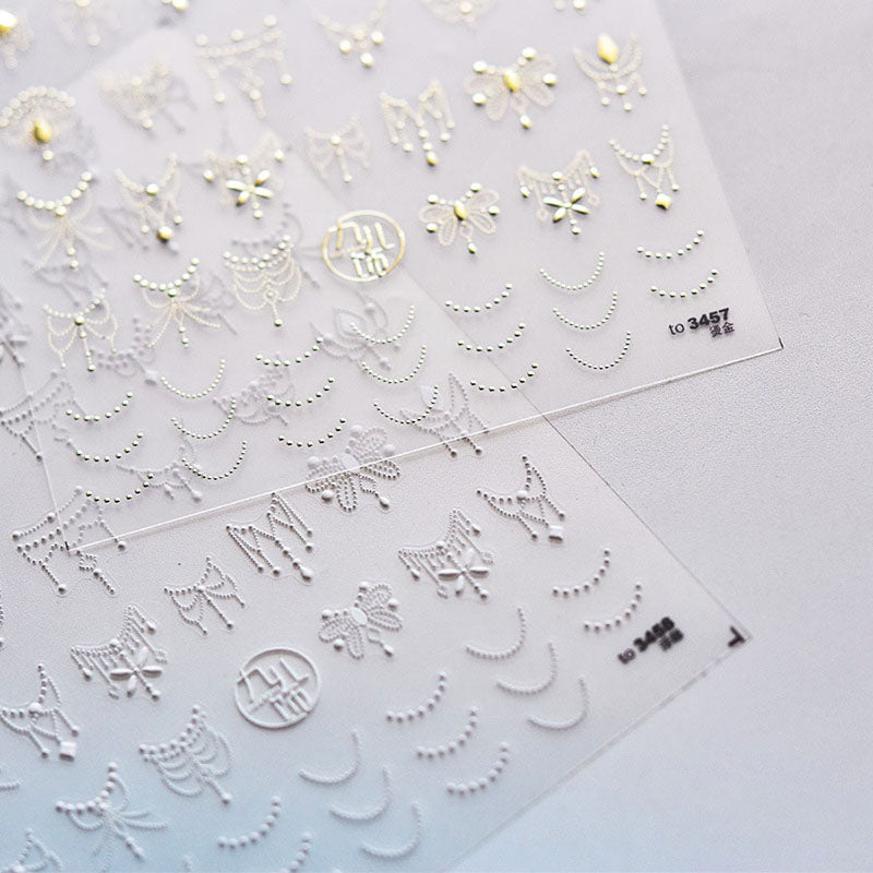 Gold/Silver Dainty Butterfly And Flower Stickers, Gold/Silver Chain Nail Stickers, Nail Decals, Aesthetic Nail Decals, DIY Nails