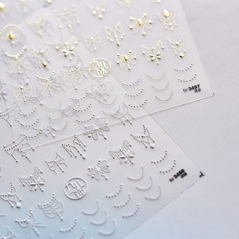 Gold/Silver Dainty Butterfly And Flower Stickers, Gold/Silver Chain Nail Stickers, Nail Decals, Aesthetic Nail Decals, DIY Nails