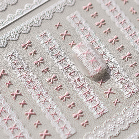 cute bowknot lace nail sticker