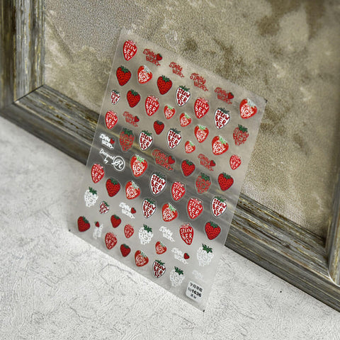 Strawberry Nail Stickers, Strawberry Nail Decals, Kawaii Nail Stickers, 5D Nails, 3D Nails, DIY Nails