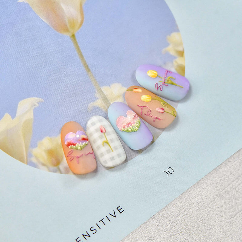 tulip flower nail design