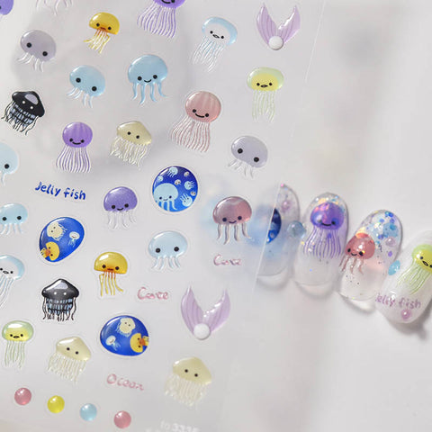 Jelly fish nail stickers