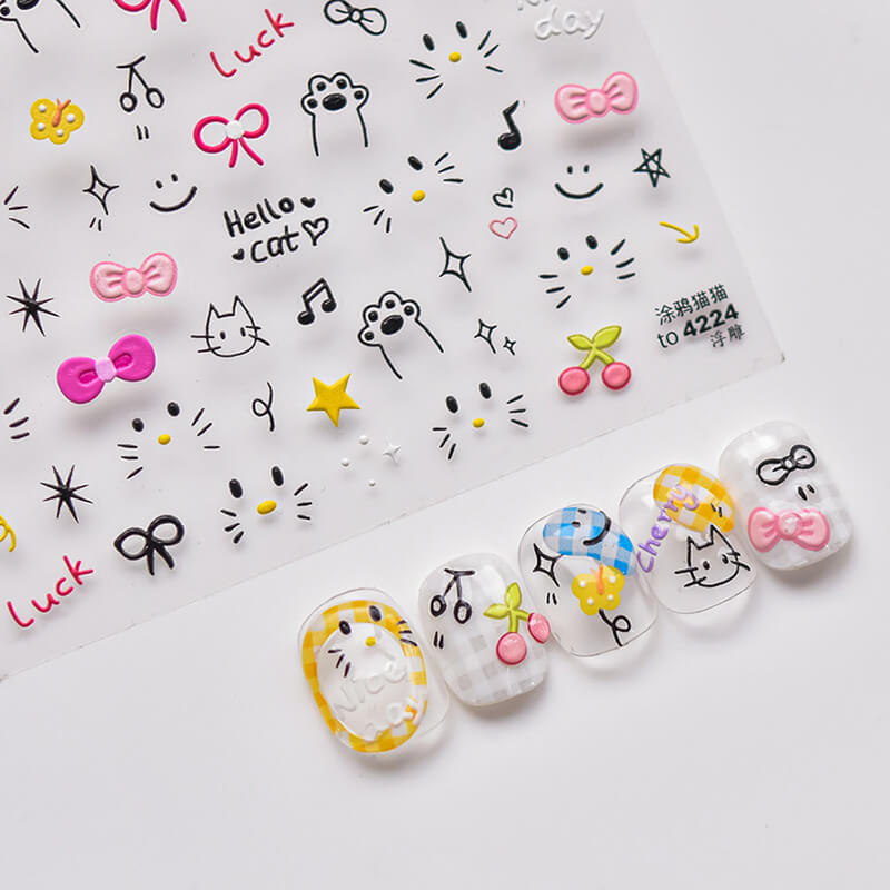 cute cat nail art sticker decals