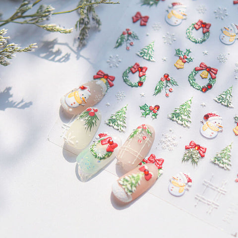 Christmas Tree Nail Stickers, Snowman Nail Stickers, Winter Nail Decals, Christmas Stickers, Winter Nail Art, Snowman Nail Decals, DIY Nails