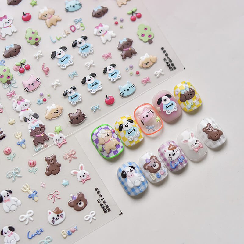 Cute Animal Nail Tickers, Cat Nail Decals