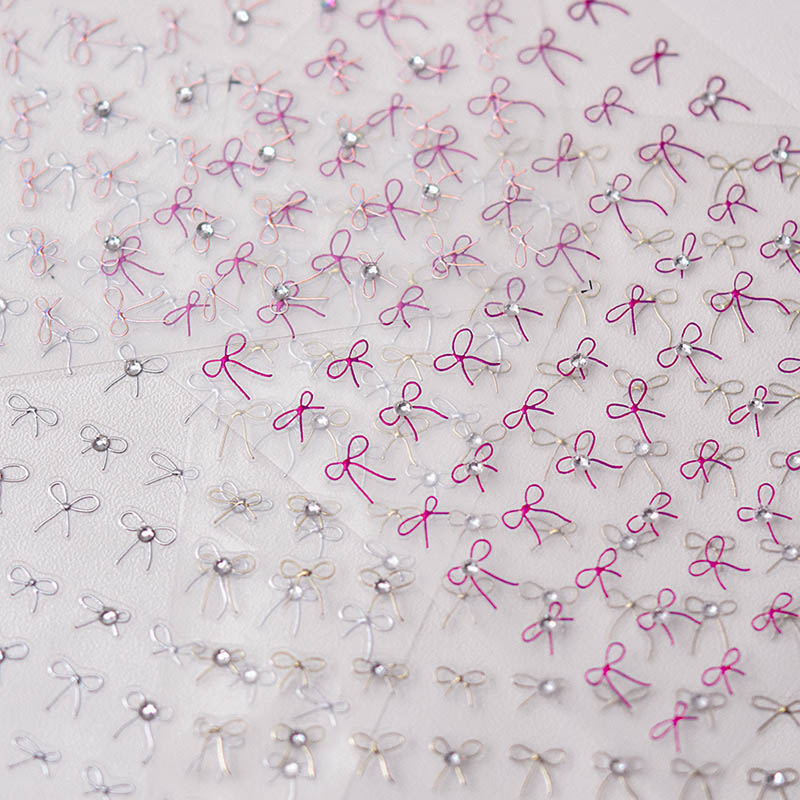 Bowknot Nail Stickers With Crystals, Bowknow Nail Decals