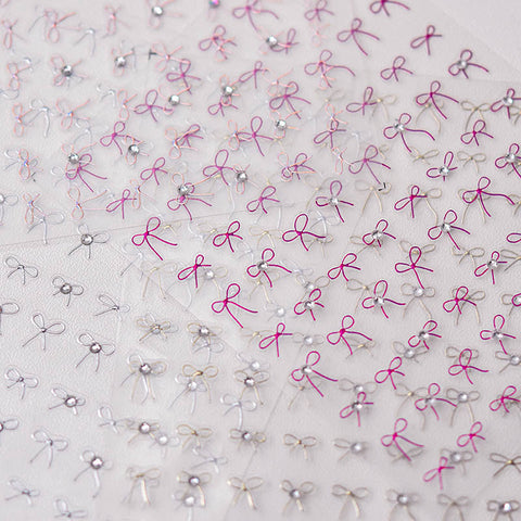 Bowknot Nail Stickers With Crystals, Bowknow Nail Decals