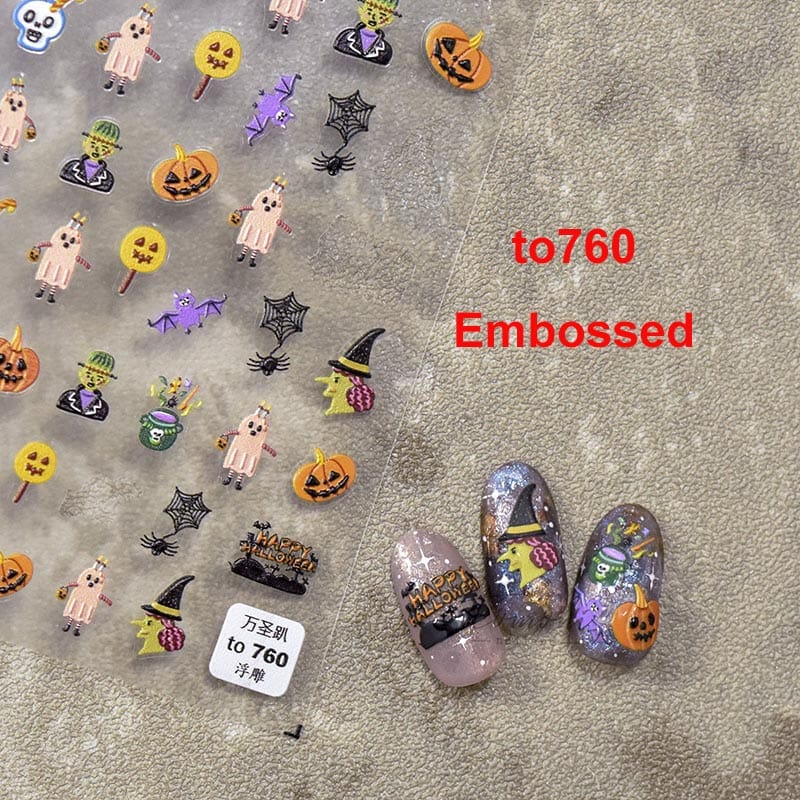 embossed halloween nail sticker