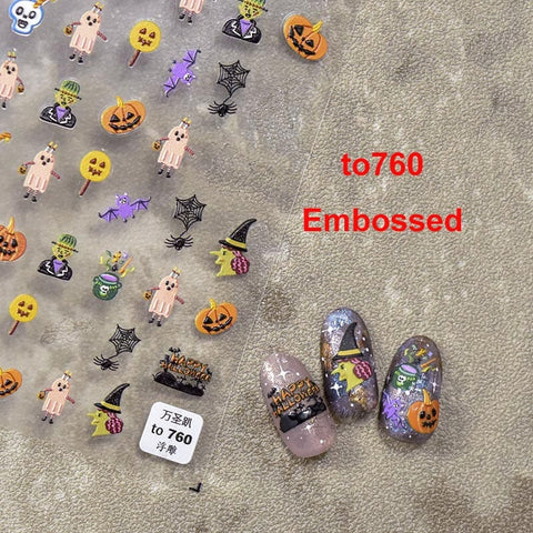 embossed halloween nail sticker