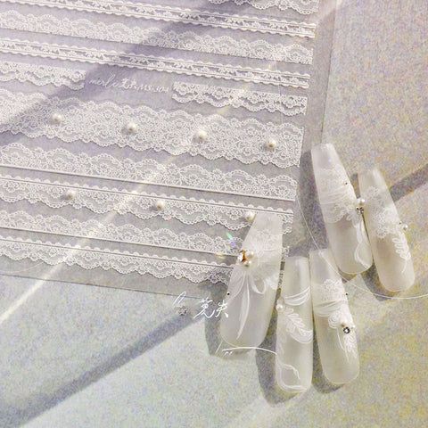 dainty lace nail strip sticker