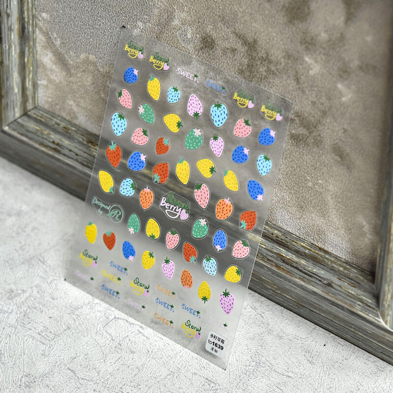 colorful strawberry nail decal stickers