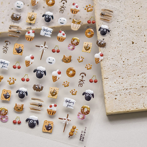 Cute Bread And Dessert Nail Stickers, Cute Nail Decals-to4244-to4245