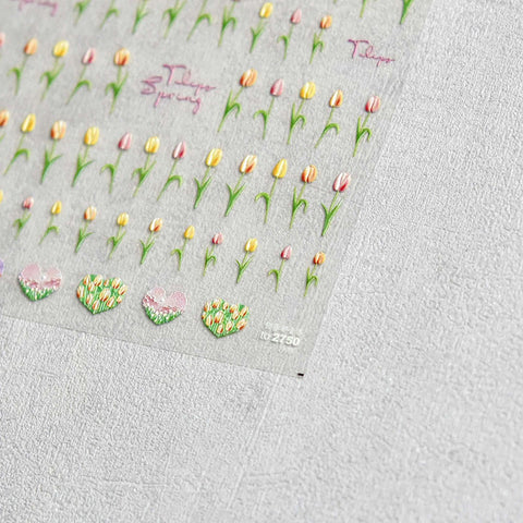 embossed tulip flower nail decals