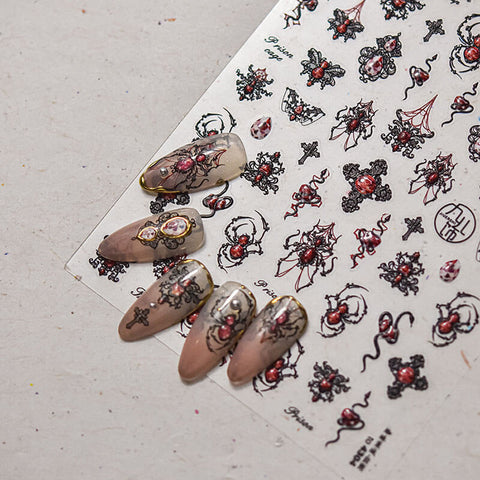 Spider Nail Stickers, Halloween Nail Stickers, Spider And Cross Nail Stickers, Scary Halloween Nail Decals, Spider Nail Decals, DIY Nails