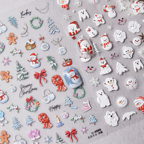 Winter Nail Stickers, Snowman Nail Stickers, Winter Nail Art Stickers, White Winter Nail Stickers, Snowman Nail Decals, Winter Manicure