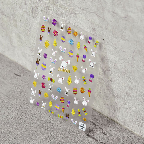 Cute Rabbit Nail Stickers, Kawaii Nail Decals, Nail Decal Art, 3D Nail Stickers, 5D Nails, DIY Nails