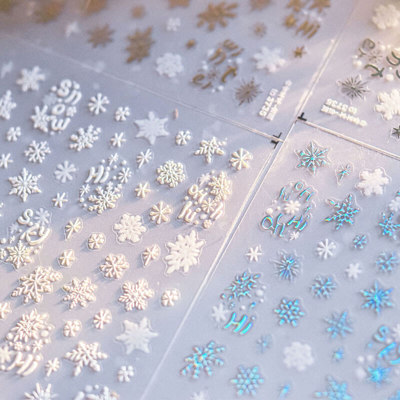 Winter Snowflake Nail Stickers, Gold&Silver Snowflake Nail Decals, Winter Nail Art Stickers