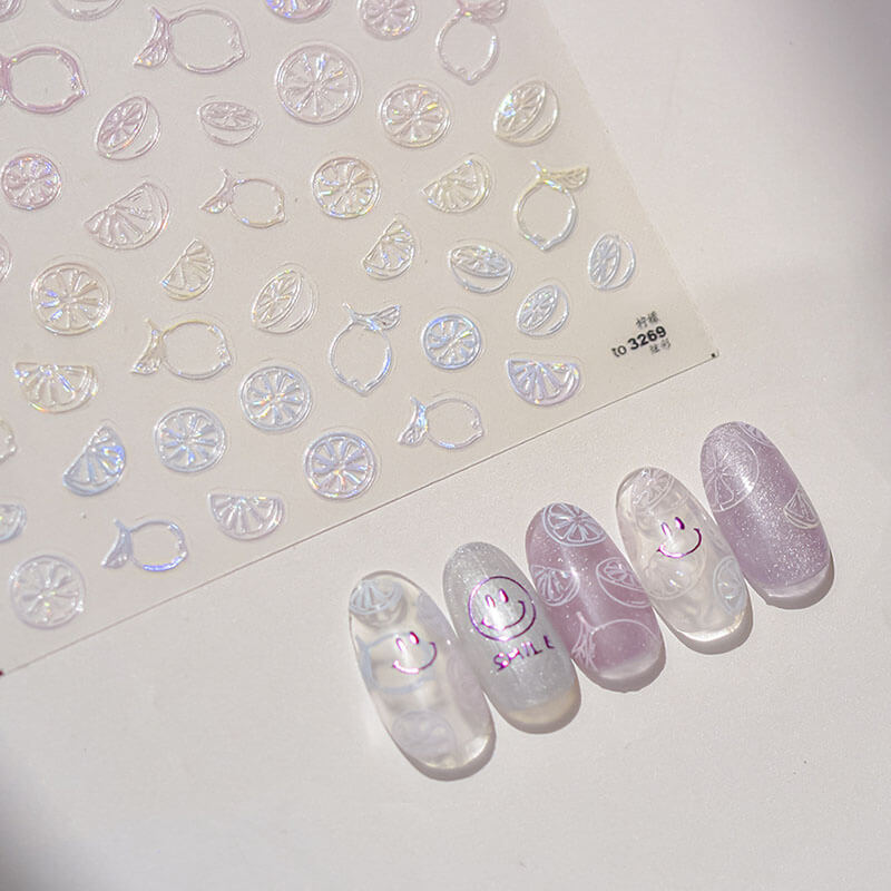 Shiny Lemon Nail Stickers - Bright and cheerful lemon designs
