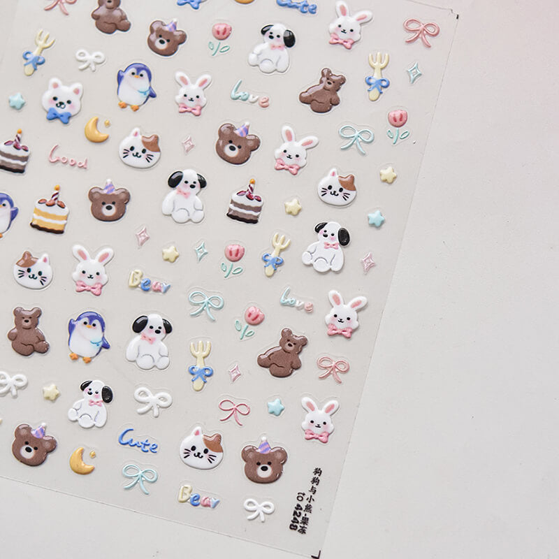 CUte Cat and dog nail art stickers