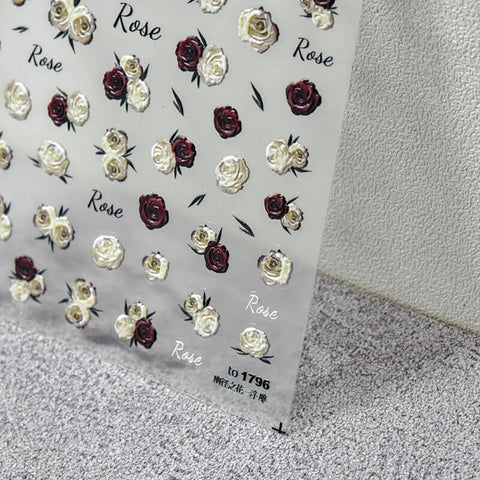 Rose Nail Stickers, Rose Nail Decals, Dark Nail Decals, Nail Designer Stickers, DIY Nails