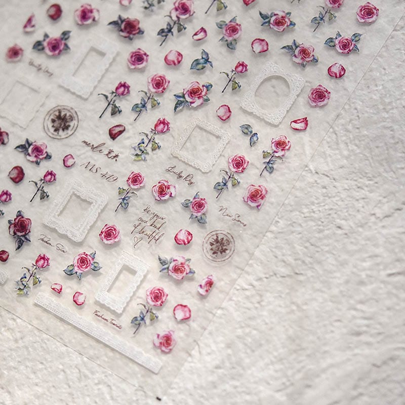 flower and frame nail sticker