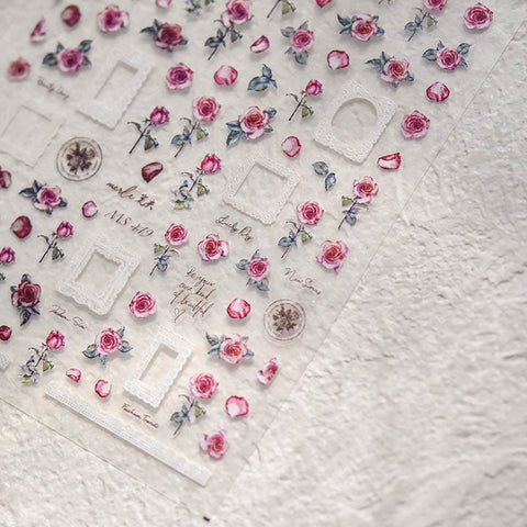 flower and frame nail sticker