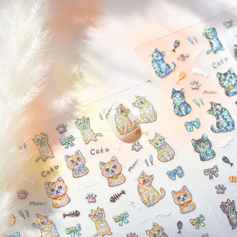 Cute Cat Nail Stickers, Cat Nail Decals, Cute Nail Art Stickers, Cat Nail Design, 3D Nail Stickers, Cat Nails, Cute Manicure