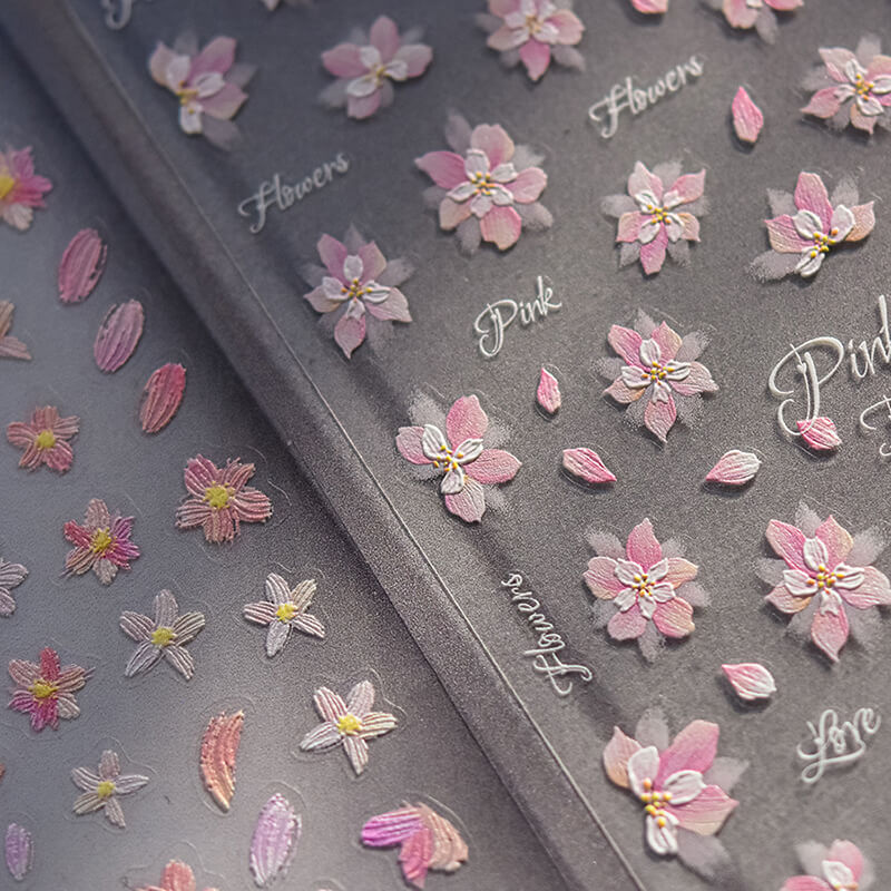 pink flower nail sticker