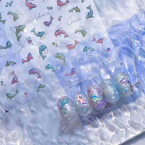Adorable dolphin illustrations that bring an underwater charm to your nails