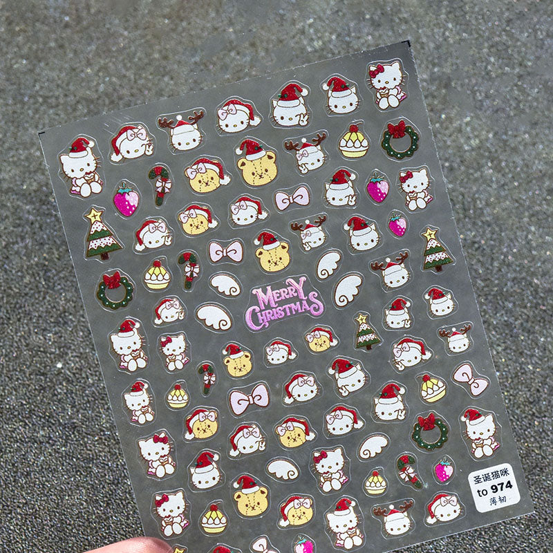 cute hello kitty christmas nail stickers