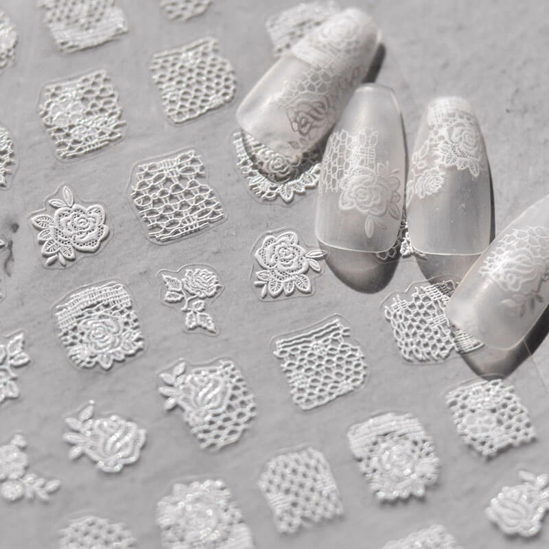 Lace Flower Nail Stickers - Elegant Floral Nail Art