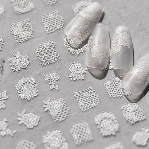 Lace Flower Nail Stickers - Elegant Floral Nail Art