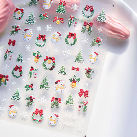 Christmas Tree Nail Stickers, Snowman Nail Stickers, Winter Nail Decals, Christmas Stickers, Winter Nail Art, Snowman Nail Decals, DIY Nails