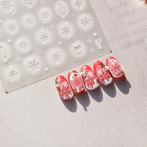 Snowflake And Christmas Tree Nail Stickers, Winter Nail Stickers, Winter Nail Decals, 3D Nail Art Stickers