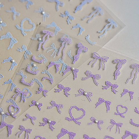 Lace Bowknot Nail Stickers | Cute and Delicate | Multi-Color Options